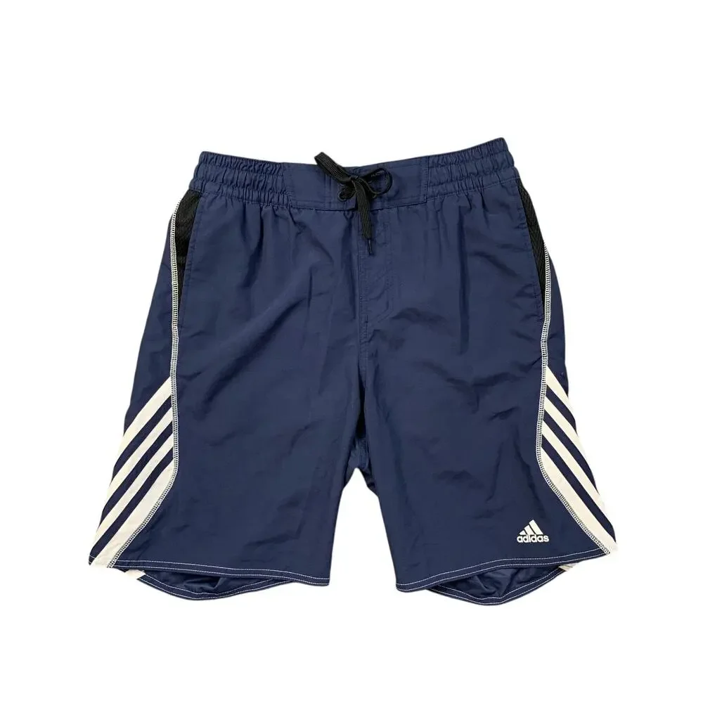Adidas Shorts Men S Small Navy White Core Sport Volley Elastic Waist Brief Lined